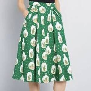 Modcloth Green Terrarium Print Midi Skirt